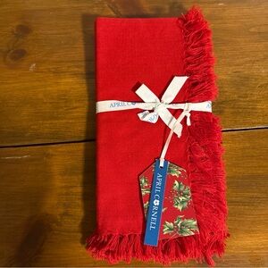 April Cornell Vibrant Red Fringed Napkins Set of 4, 18x18